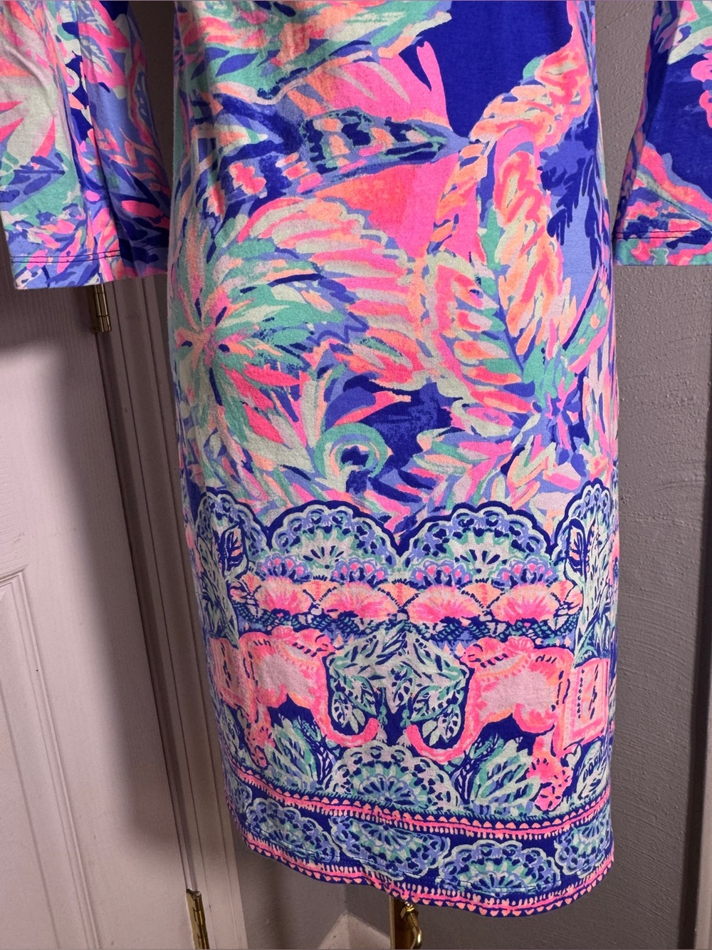 Lilly Pulitzer Bay Dress Multi Sunset Safari Print XS Cotton Dress Vacation - Picture 7 of 17